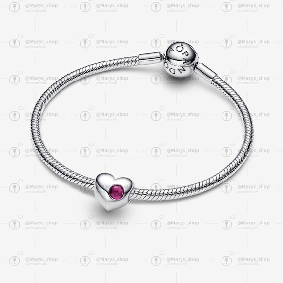 Pandora Engravable True Red Stone Heart Charm - Picture 3 of 6